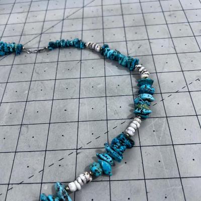 Incredible Native America Necklace; Turquoise, Antler, Puka Shell, Liquid Silver etc.
