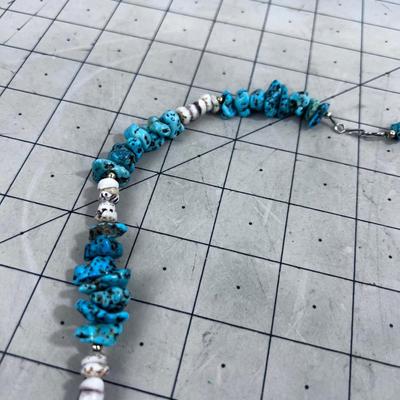 Incredible Native America Necklace; Turquoise, Antler, Puka Shell, Liquid Silver etc.