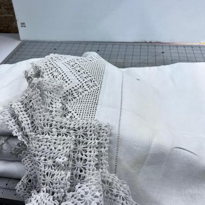 4 Crochet Edged White Table Cloths