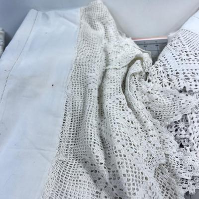 4 Crochet Edged White Table Cloths