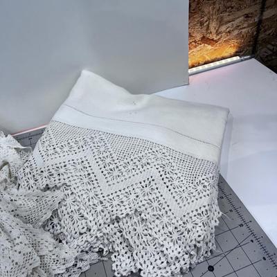 4 Crochet Edged White Table Cloths