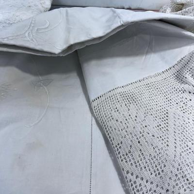 4 Crochet Edged White Table Cloths