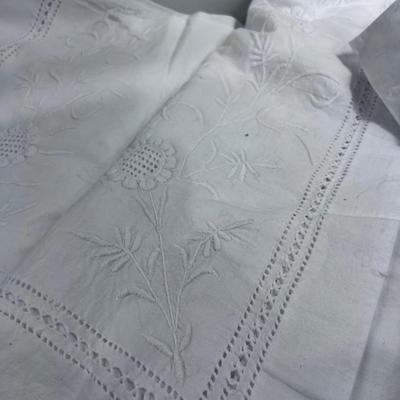 (3) Large White Hand Crafted Table Cloths, Cut OUT 