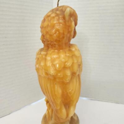 Vintage Owl Candle Molded Wax Figure with Glass Eyes Decorative Halloween Gothic Decor