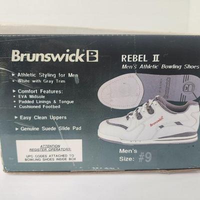 Brunswick Rebel II Men’s Bowling Shoes Size 9 White Gray Trim Original Box