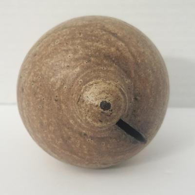 Studio Art Pottery Coin Bank Brown Speckled Glaze Handmade Stoneware