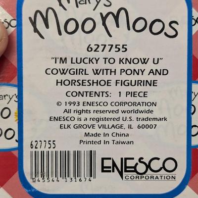 Mary's Moo Moos "I'm Lucky To Know You" Figurine 1993 Enesco Cowgirl Horse