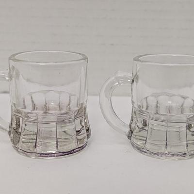 Set Of 4 Vintage Miniature Glass Beer Mugs Shot Glasses
