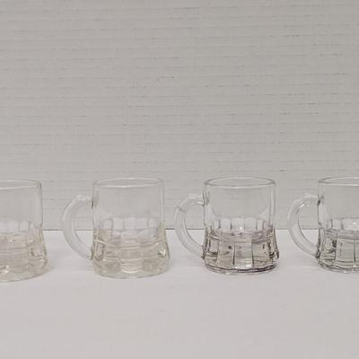 Set Of 4 Vintage Miniature Glass Beer Mugs Shot Glasses