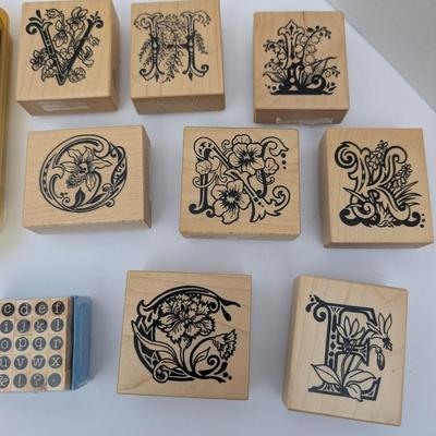 Vintage Rubber Stamp Lot Alphabet Numbers Decorative Letters Crafting Scrapbooking