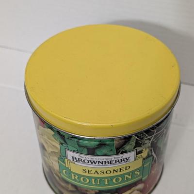 Vintage Brownberry Seasoned Croutons Tin 6 oz Retro Advertising Kitchen Collectible