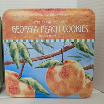 Set of 3 Vintage Cookie Tins Savannah Factors Walk Key West Coconut Factory Georgia Peach