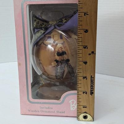 1996 Evening Majesty Barbie 4" Decoupage Ornament With Stand In Box