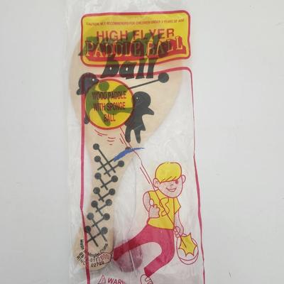 High Flyer Paddle Ball Wood Toy with Sponge Ball Original Bagged Retro Style Game