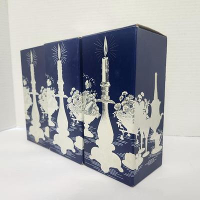 Avon Silverplate Style Candle Holders Lot of 3 Vintage Holiday Dinner Table Decor With Boxes