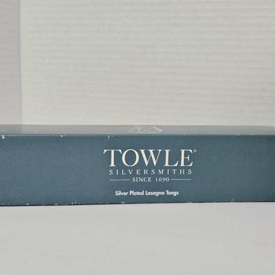 NIB Towle Silversmiths Silver Plated Lasagna Tongs Vintage Serving Utensil