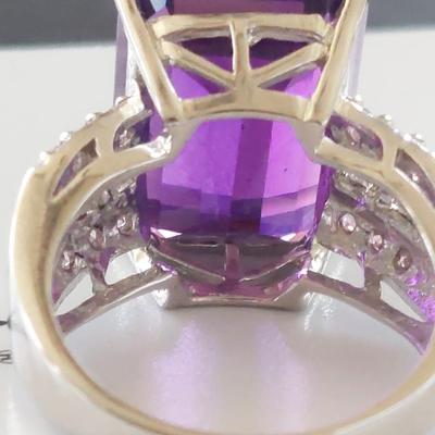 GIA CERTIFIED LAB GROWN AMETHYST RING