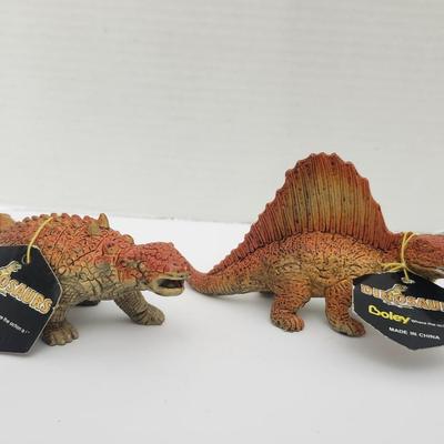 Boley Dinosaurs 1992 Two Figure Lot Ankylosaurus and Sail Back Dinosaur With Original Tags