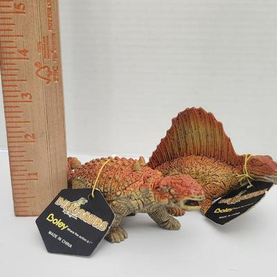 Boley Dinosaurs 1992 Two Figure Lot Ankylosaurus and Sail Back Dinosaur With Original Tags