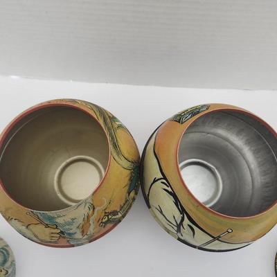 Vintage Bristol Ware Santa Claus Tin Container 1980 and Cheinco Santa Tin Replica Pair