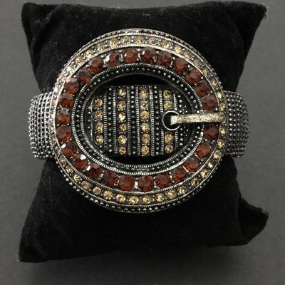 Silver toned, crystal rhinestone statement, bracelet