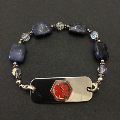 Beautiful, lapis stone ID medical bracelet