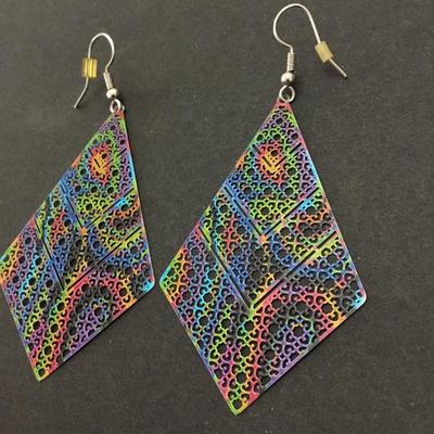 Large, colorful statement earrings