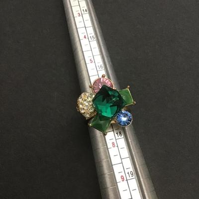 Sale Photo Thumbnail #166: Beautiful Vintage multicolor rhinestone 
Fashion ring
Please see attached photos