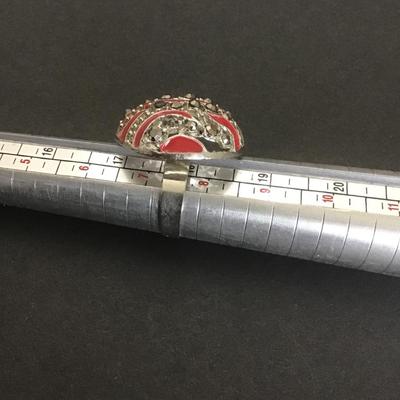Sale Photo Thumbnail #206: Beautiful Red enamel with clear rhinestone Fashion ring
Please see attached photos