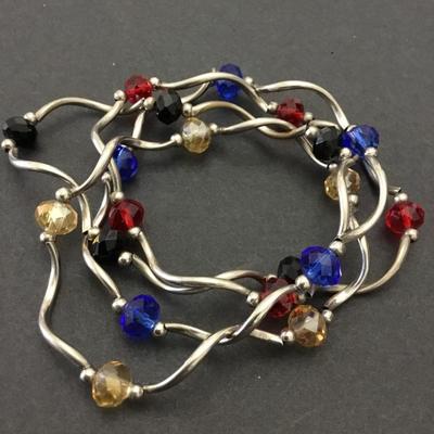 Silver toned glass bead bracelets