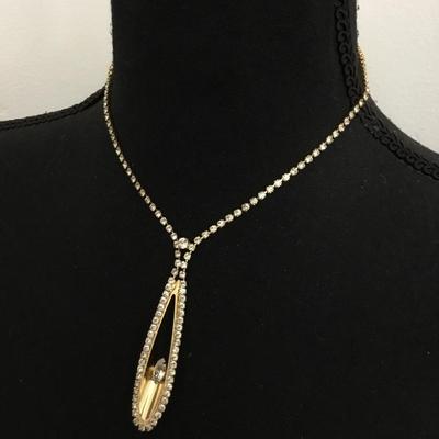 Gorgeous, gold tone, rhinestone necklace