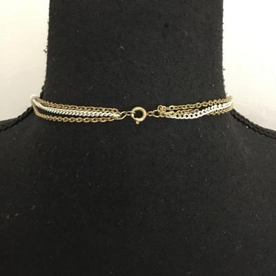 Beautiful, mid century, white and gold, toned statement, necklace