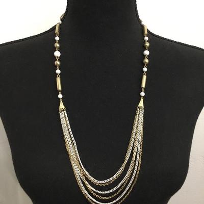 Beautiful, mid century, white and gold, toned statement, necklace