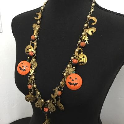 Vintage, goldtone, pumpkin statement, necklace