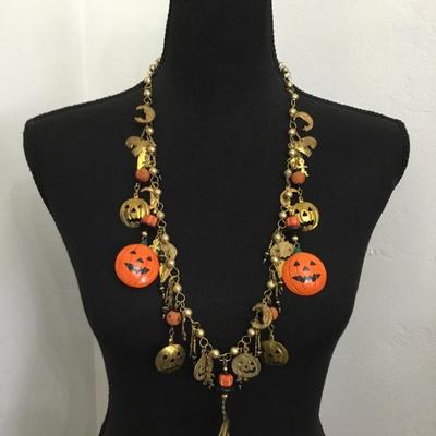 Vintage, goldtone, pumpkin statement, necklace