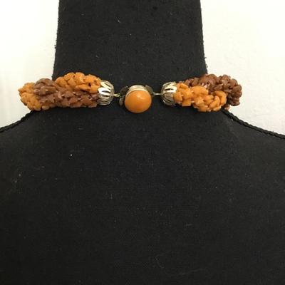 Beautiful vintage, braided Lucite type bead collar statement, necklace