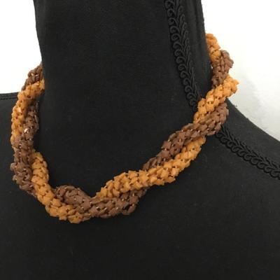 Beautiful vintage, braided Lucite type bead collar statement, necklace