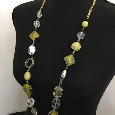 Unique, rare, vintage, Silver tone, glass, bead statement, necklace
