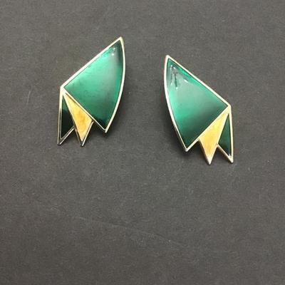 Vintage, teal enamel earrings