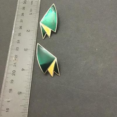 Vintage, teal enamel earrings