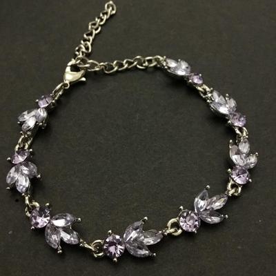 Beautiful, silver, toned violet, crystal rhinestone bracelet