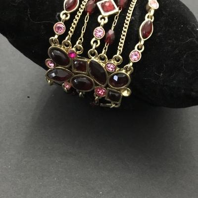 Gorgeous, goldtone, red glass rhinestone bracelet