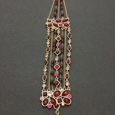 Gorgeous, goldtone, red glass rhinestone bracelet
