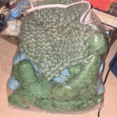 Unfinished Afgan with yarn