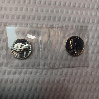 TWO UNC 1963 SILVER QUARTERS