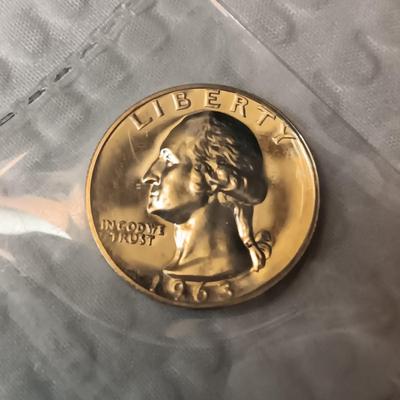 TWO 1963 UNC SILVER QUARTERS