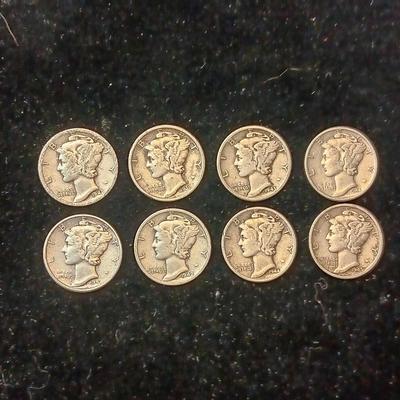 8 MERCURY SILVER DIMES MIXED DATES