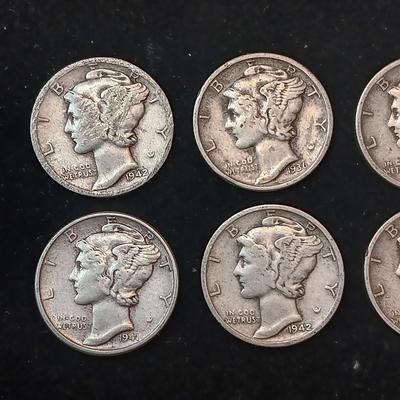 8 MERCURY SILVER DIMES MIXED DATES