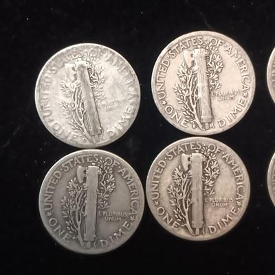 8 MERCURY SILVER DIMES MIXED DATES