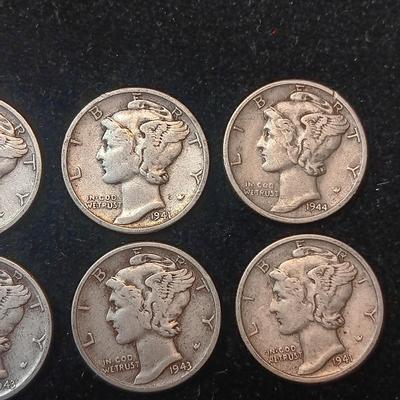 8 MERCURY SILVER DIMES MIXED DATES